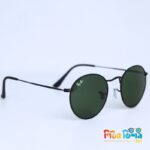 Classic Round Black Metal Sunglass – Dark Green Lens (RB3447)