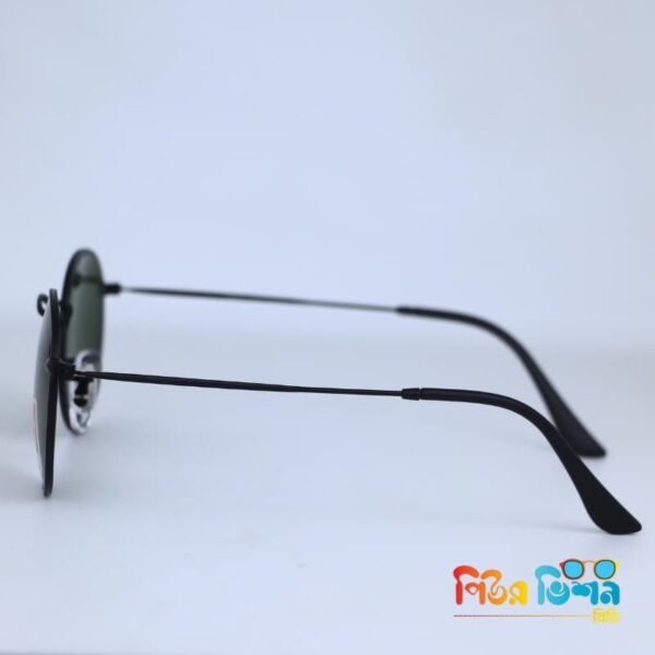 Classic Round Black Metal Sunglass – Dark Green Lens (RB3447)