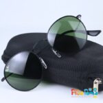 Classic Round Black Metal Sunglass – Dark Green Lens (RB3447)