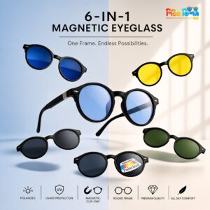 6-in-1 Magnetic Clip-On Eyeglass (Round)